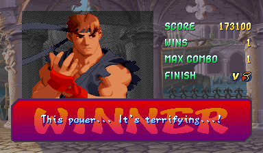 Evil Ryu has his own win quotes, like every fighter in the Japanese game.