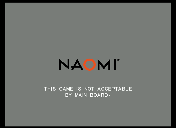 Original: A USA-region NAOMI BIOS: the original Japanese GD-ROM is refused; the patched image is accepted and loads.