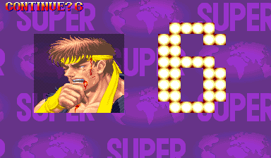 US Super Turbo: Lost a round? The US game just counts down. Japan's game gives you a tip, now in English.