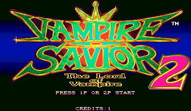 The title art is intentionally unchanged. The official U.S. arcade release of the previous game also used Vampire Savior branding.